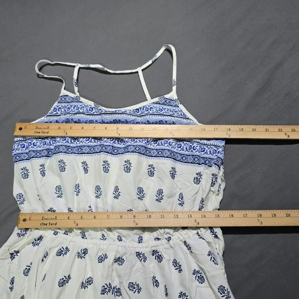 The Children's Place Handkerchief Dress Kids L 12-14 Blue White Paisley Boho